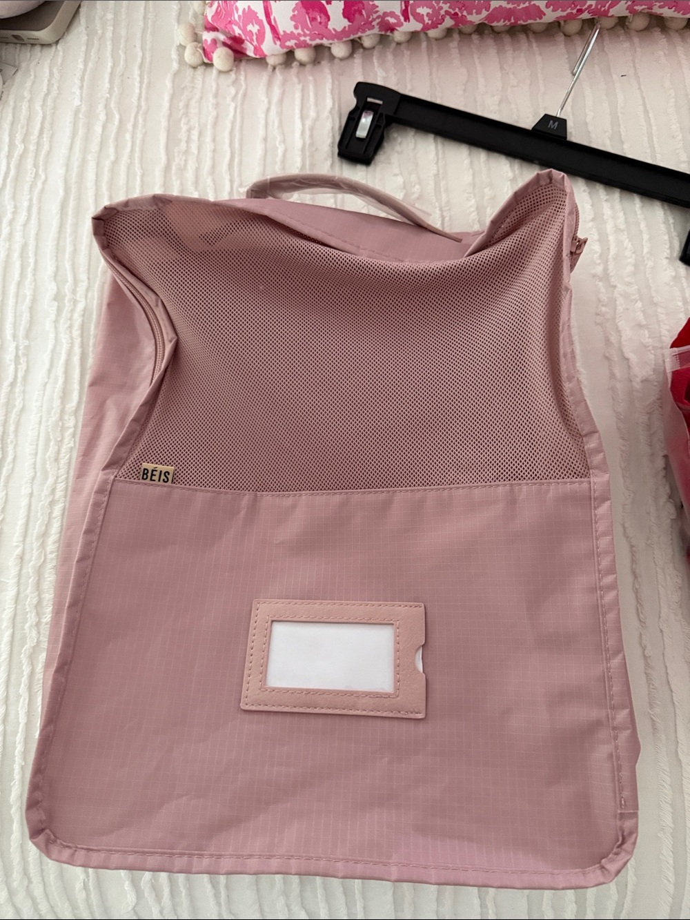 BEIS Blush Pink Travel Garment Bag